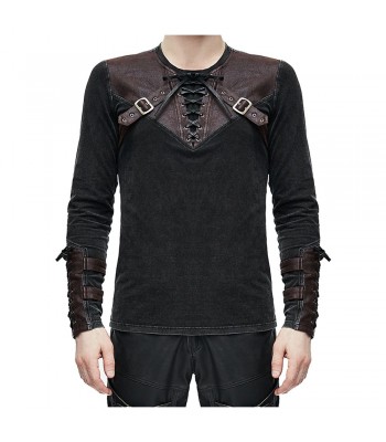 Men Devil Fashion Metal Studs Mens Steampunk Engineer Top 